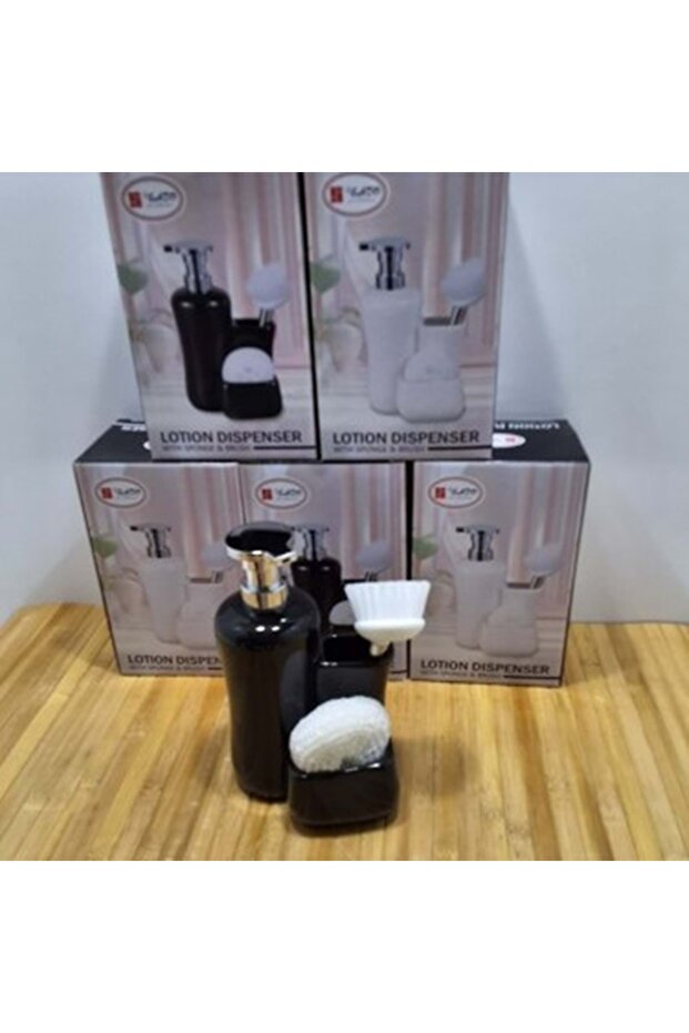 22901-Sivi Soap Dispenser with Brush Black