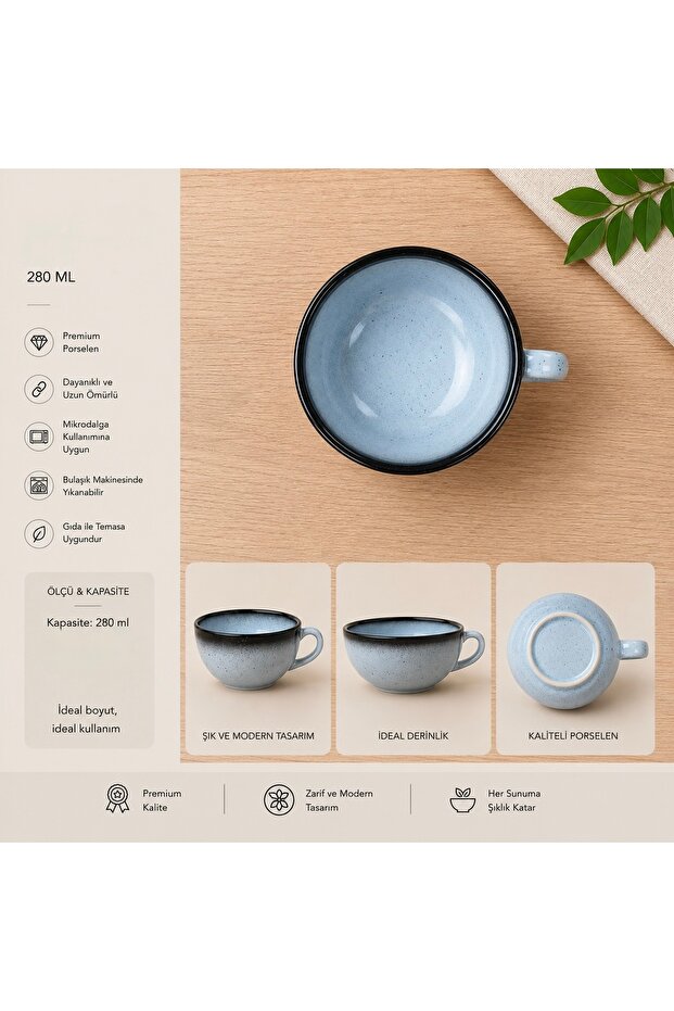 Premium Porcelain Mug with Handle – 280 ml Stylish and Modern Design