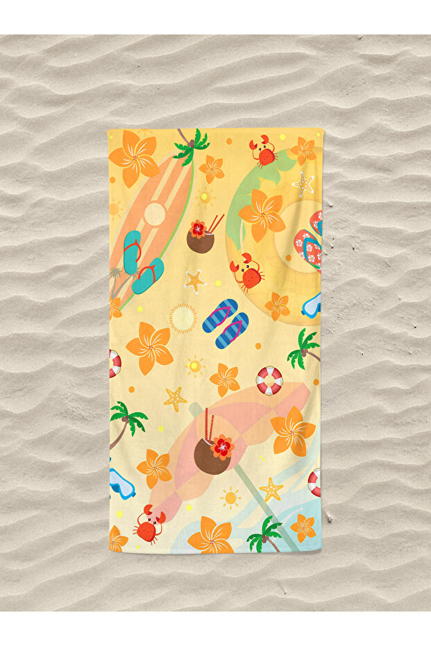 Seaside Patterned Cotton Digital Printed Beach Towel