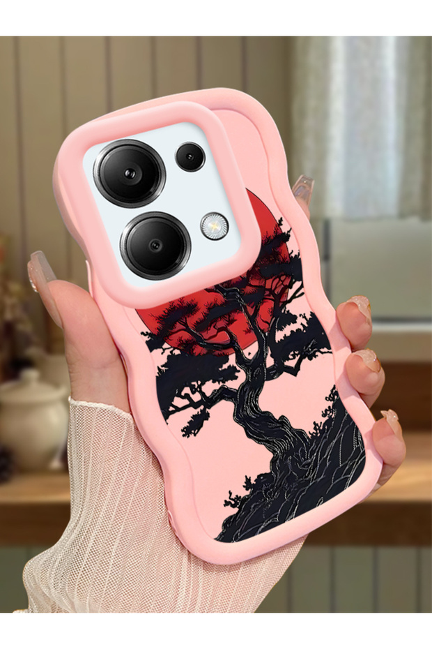 Redmi Note 13 Pro 4g Compatible Case Camera Protector Pink Silicone Couple Phone Case Tree Pattern