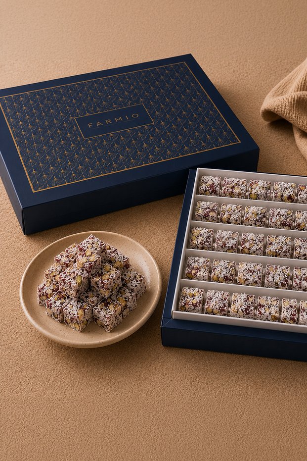 Double Roasted Turkish Delight with Pomegranate and Pistachio - 1kg - Glucose-Free