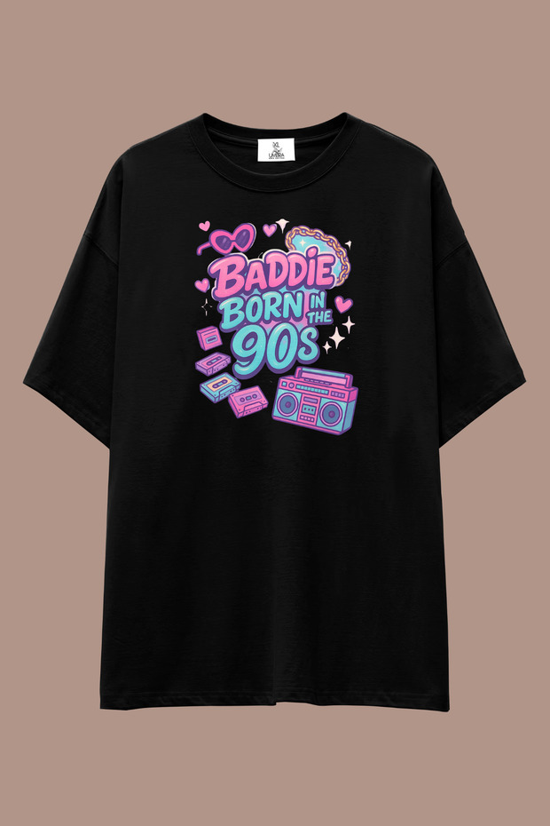 90's Vibe Series Loose Fit T-Shirt | Unisex 100% Cotton Black & White Printed Custom Design Tee