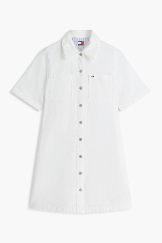 Tjw Women's Ribbed A-Line White Dress