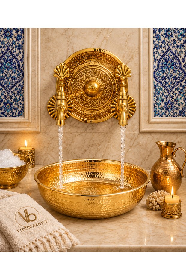 Tavroz Ottoman Kurna Faucet Set Gold Ottoman Faucet Set