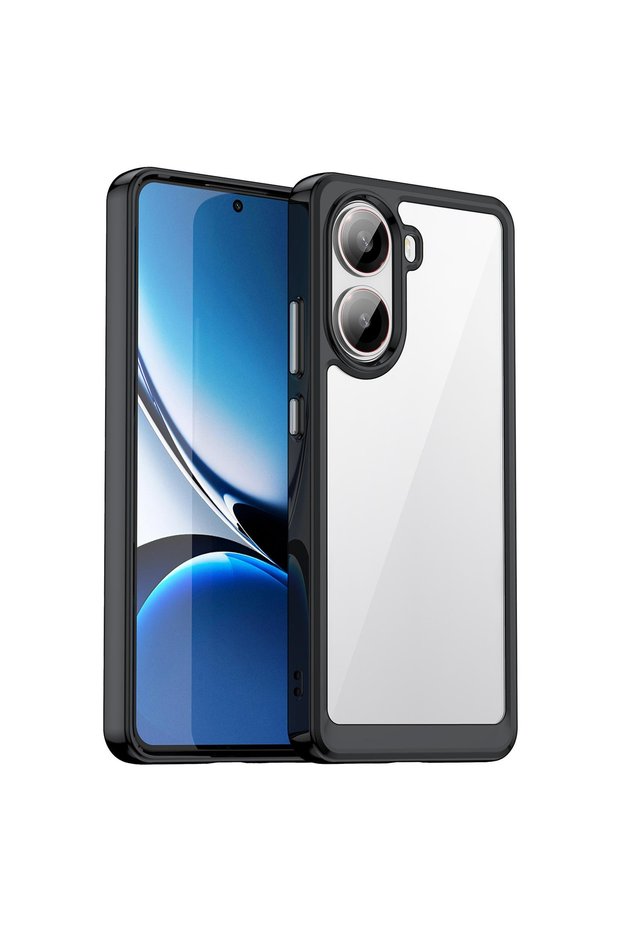غطاء خلفي شفاف لحماية الكاميرا من الصدمات لهاتف Xiaomi Poco X7 Pro باللون الأسود