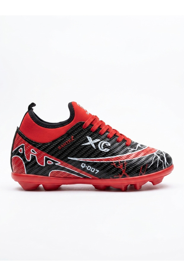 Men's Astroturf Football Shoes with Socks, Tf Sole, Lace-Up, Non-Slip, Black