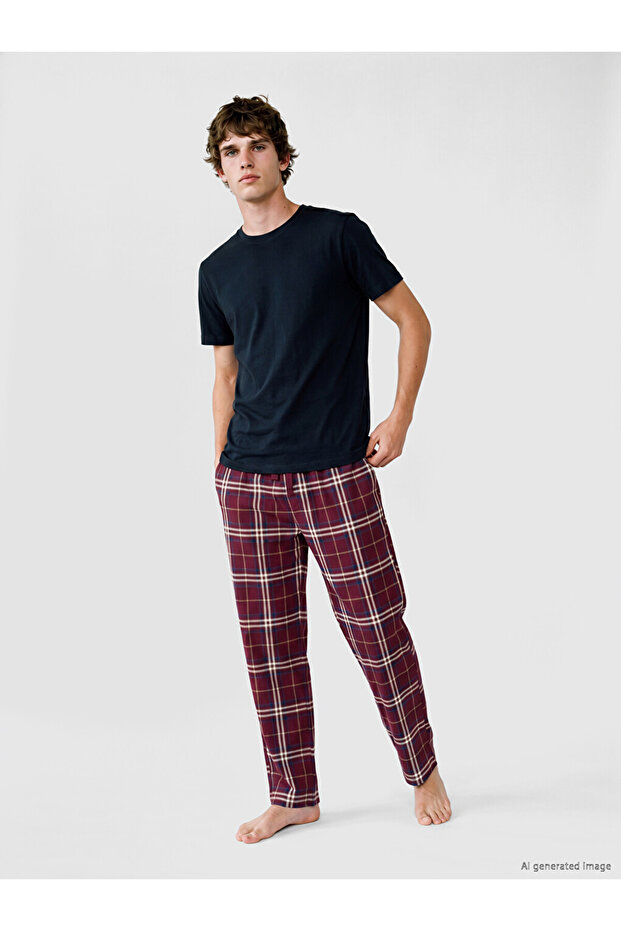 Sparkling Choices from Shining Store Standard Fit Checked Embroidered Men's Pajama Bottom