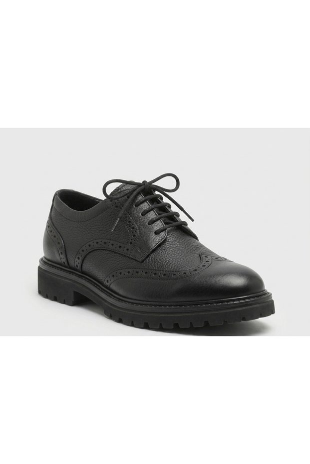 Genuine Leather Italian Style Eva High Sole Odorless Black Classic Men's Shoes Te0404