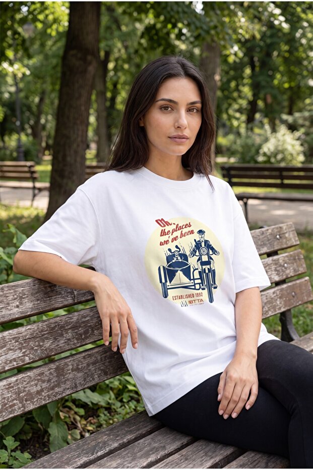Oversize Printed Unisex 100% Cotton T-Shirt the Places White