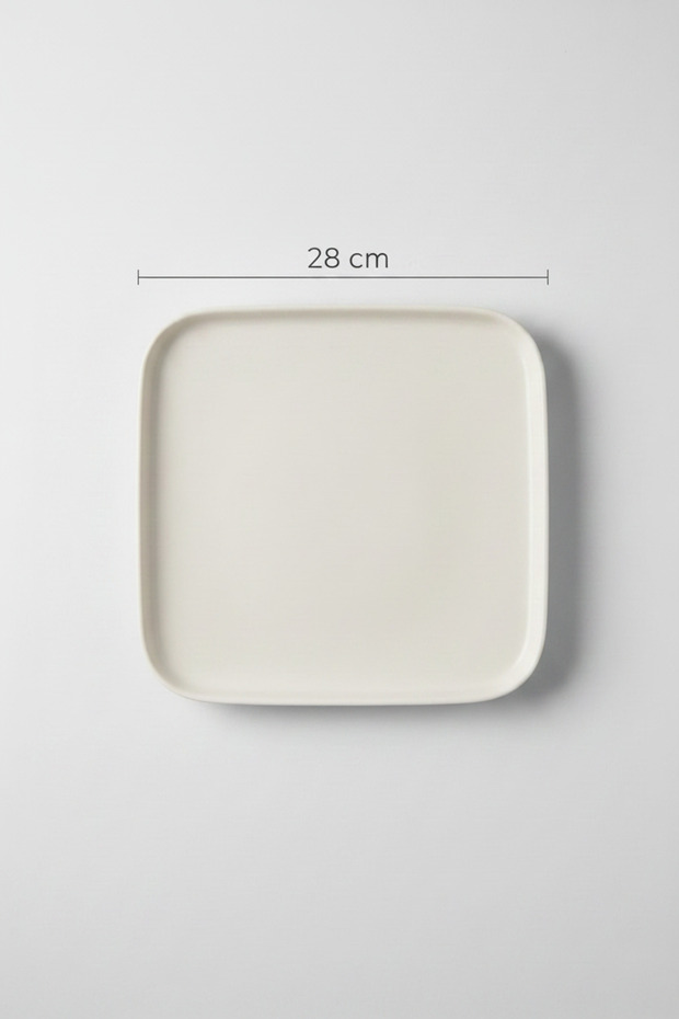 Set of 6 Verona Square Serving Plates 28cm Cream