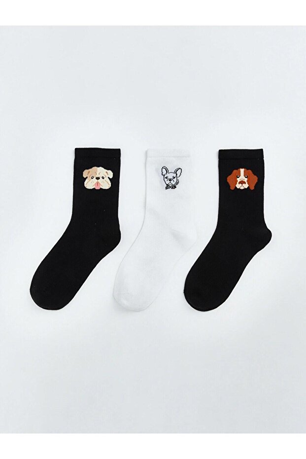 Dog Patterned Women's Socks 3-Piece Set (W6)