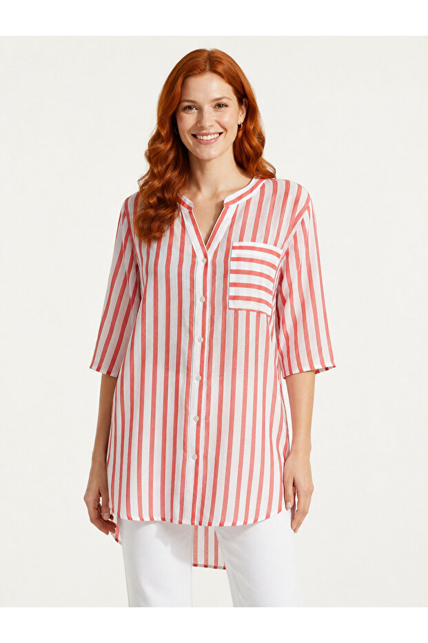 Women's Striped Long Relax Fit Shirt