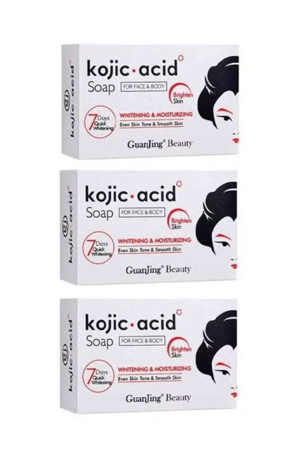 Beauty Kojic Acid Whitening for Face Body Skin Brightening Lightening Cleansing Soap 120g - Pack of 3