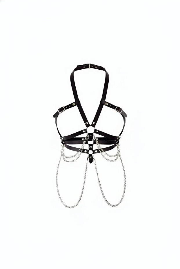 Black Women's Belt Adjustable Buckle Chain Waist Accessory