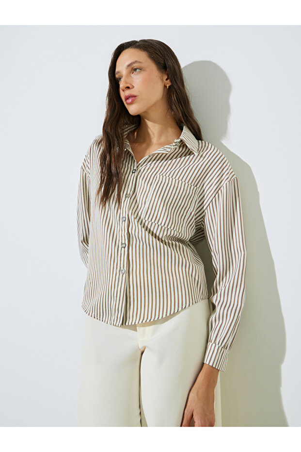Brown Striped Regular Fit Shirt