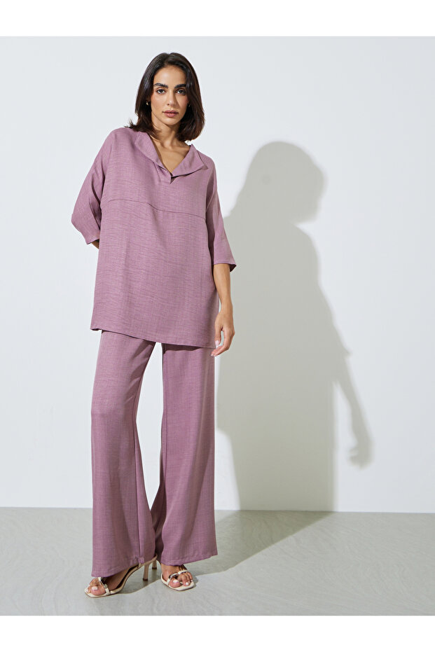 Purple Oversized Top And Wide Leg Pants Co-Ords