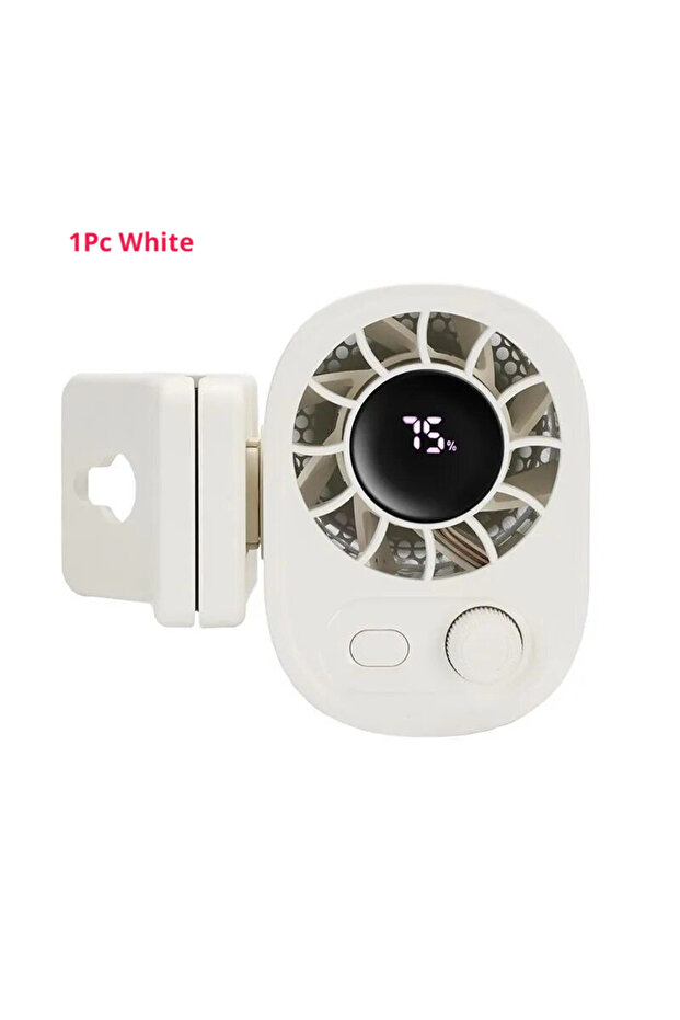 1pc White SEAMETAL Clip-On Car Fan 360° Rotatable 100-Speed Multi-Scene Portable Fan Long Service Li