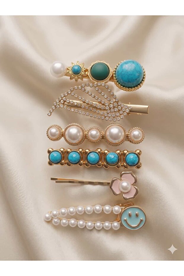 Turquoise Dream 6-Piece Pearl and Stone Buckle Set