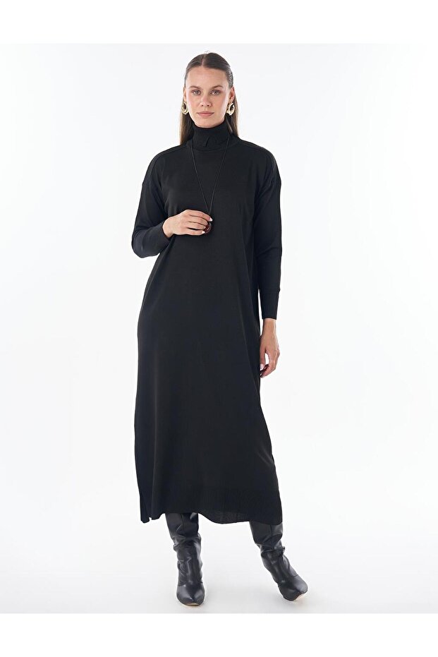Turtleneck Knitwear Dress Black