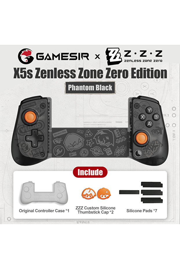 ZZZ Phantom Black GameSir X5s Mobile Gamepad Zenless Zone Zero Edition Android iOS iPAD Mini Phone C