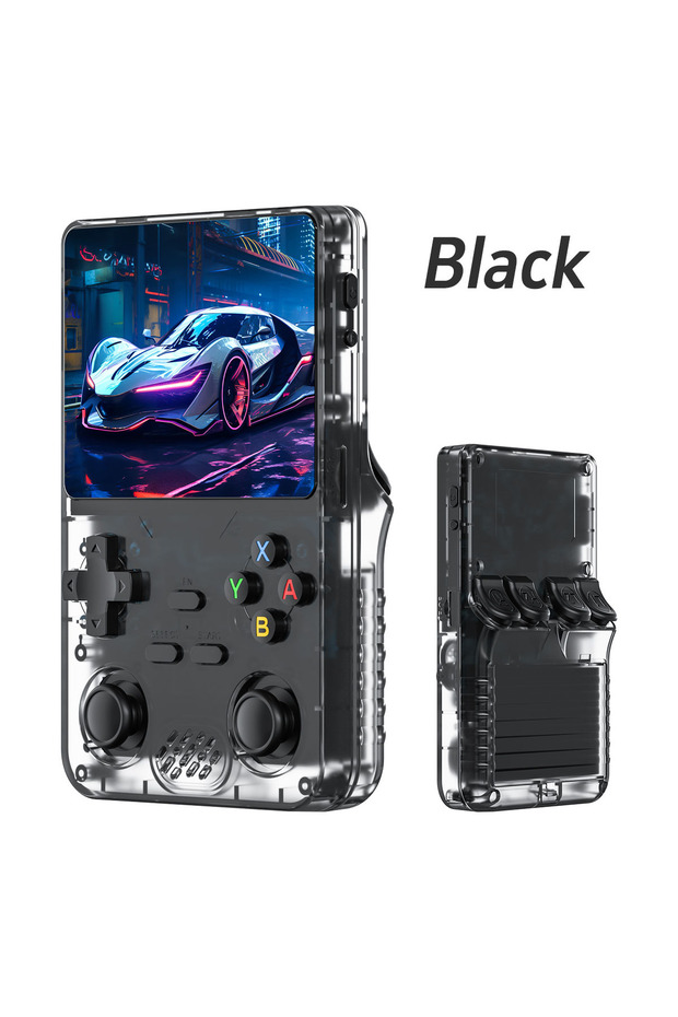 black RX6S Retro Handheld Video Game Console Linux System 3.5 Inch IPS Screen Portable Pocket Video