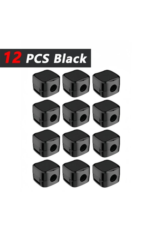 black 12pc Non-magnetic Strong Cable Clips Adjustable Cord Holder | Adhesive Under Desk Mgmt Organi