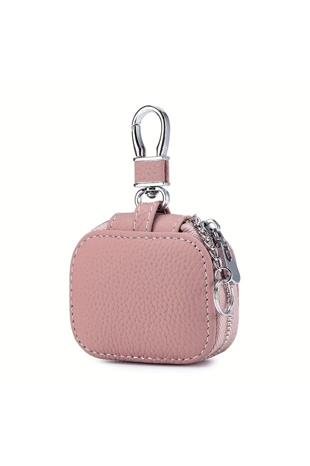 pink Earbud Carrying Case Small Compatible with PU Leather Earphone Case Protective Storage Pouch Ba