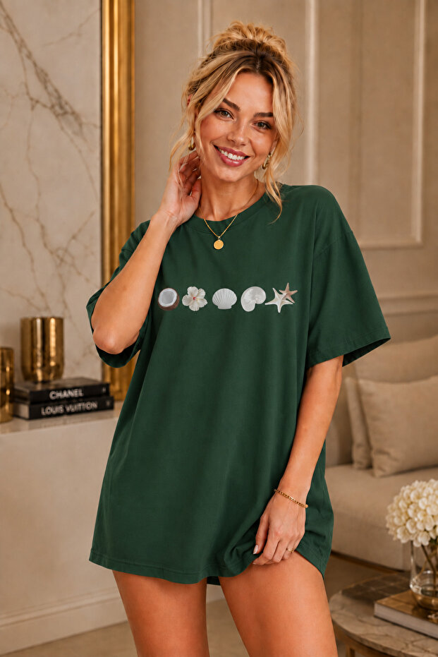 Premium Starfish Printed Unisex Oversize Women's T-Shirt Cotton Oversize T-Shirt