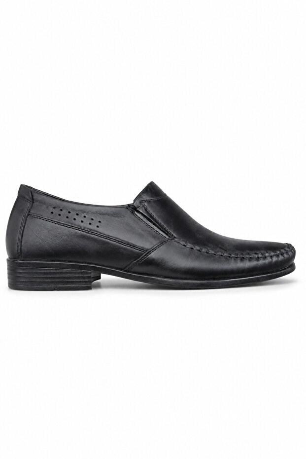 Size 39 Special Small Size Men's Leather Shoes Black Laceless Classic Casual Model