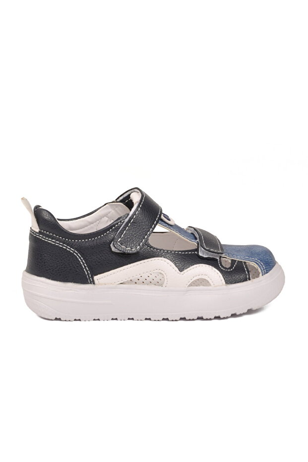 Navy Blue Denim White Boy's Casual Shoes
