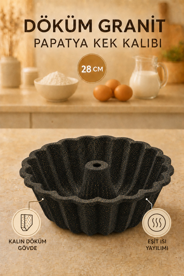 Cast Granite Daisy Cake Mold 28 cm Cake Mold Thick Cast with Even Heat Distribution