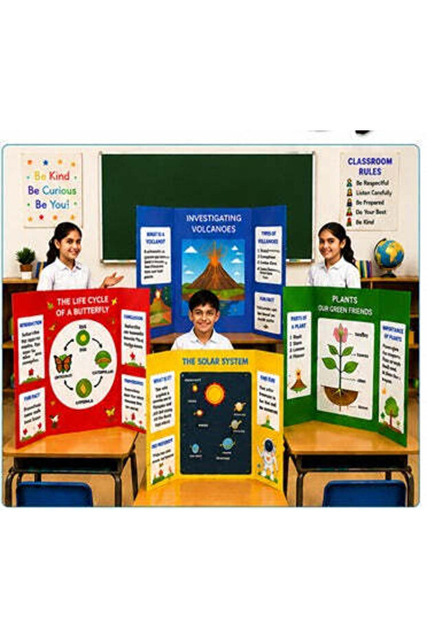 Presentation Boards 90 x 120 CM Asst 1 x 4 Tri-Fold EDUP 3765