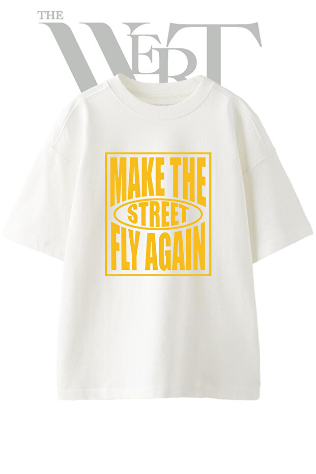 Street Art Design Printed Unisex White Oversize T-Shirt