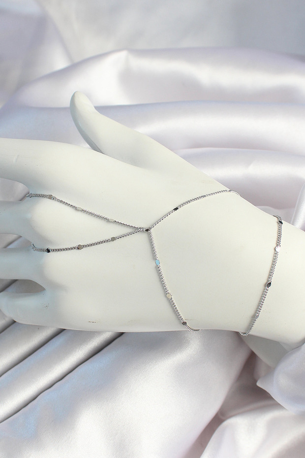 شاحميران من النحاس بلون فضي مع سلسلة مجزأة - EBJ260725W44231