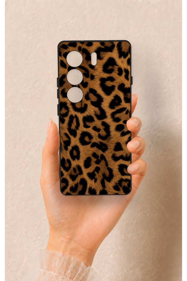 Tecno Camon 40 4g Compatible Dark Leopard Leather Pattern Silicone Case