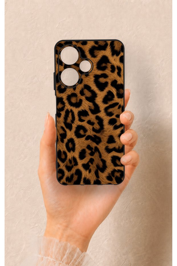 Infinix Hot 30I Compatible Dark Leopard Leather Pattern Silicone Case