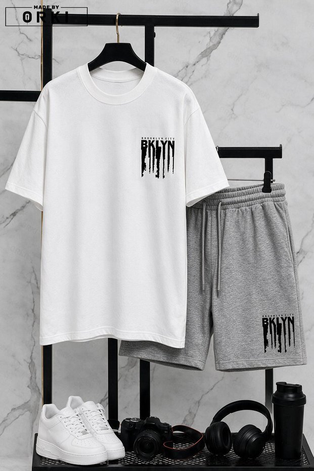 Be Kind Printed Plus Size Unisex T-Shirt & Grey Shorts Set