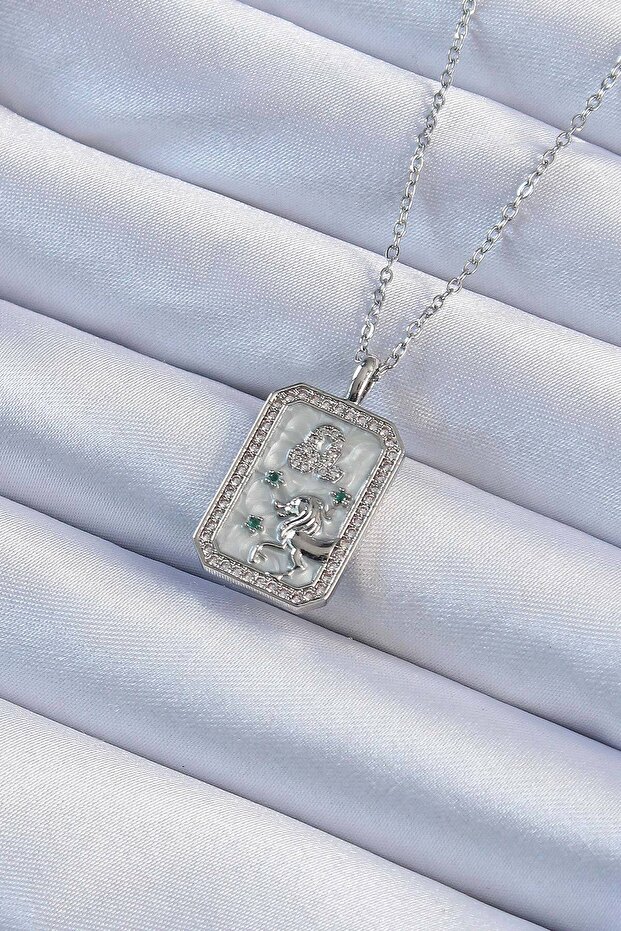 316L Steel Chain Silver Color Zircon Stone Lion Figure Tarot Necklace