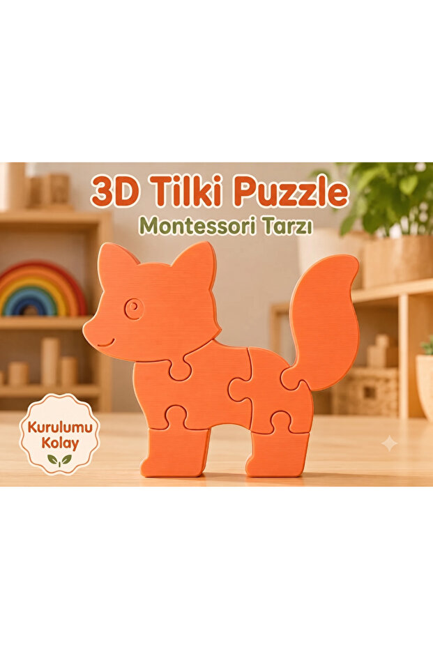 Montessori 3D Colorful Educational Puzzle Toy - Children's Puzzle Set with Fox Figure