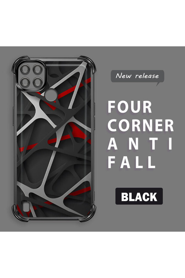 Realme C21Y/C25Y Compatible Transparent Back Four-Corner Reinforced Impact Protection Silicone Case