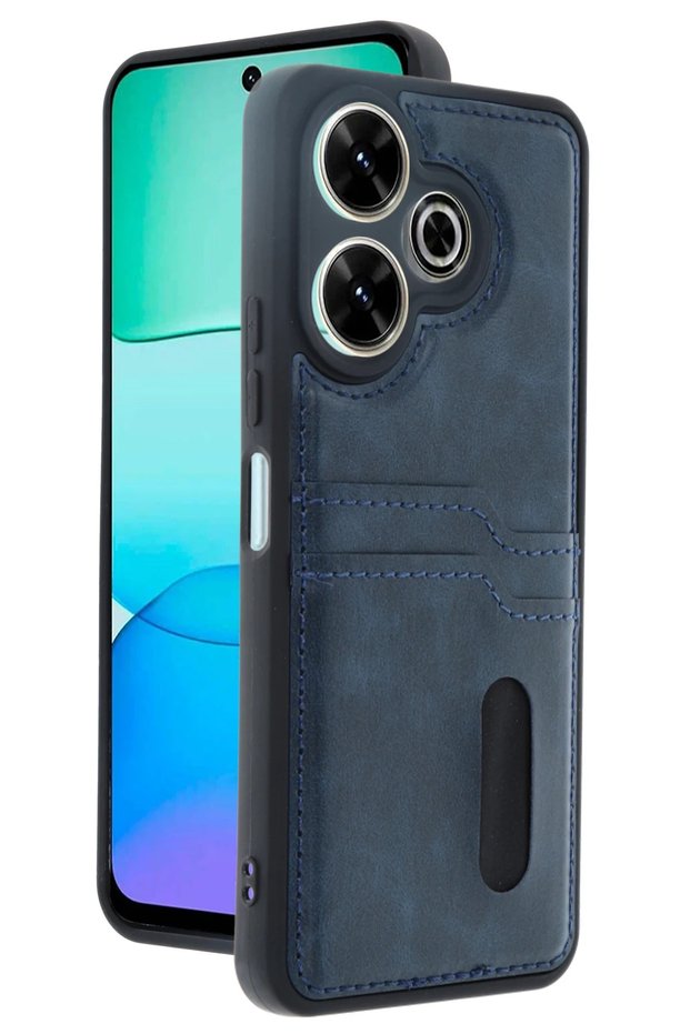 Aconcept Redmi 13 4g Case Sara Leather Case with Business Card Holder (113352) - Navy Blue