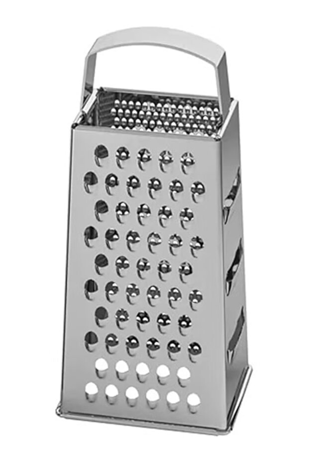 4-Sided Box Grater, Stainless Steel, Multi-Purpose Kitchen Tool with Handle