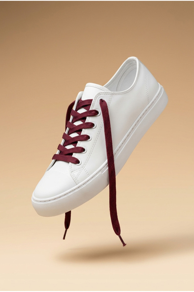Burgundy Color Flat Knitted Shoelaces for Sports Sneakers