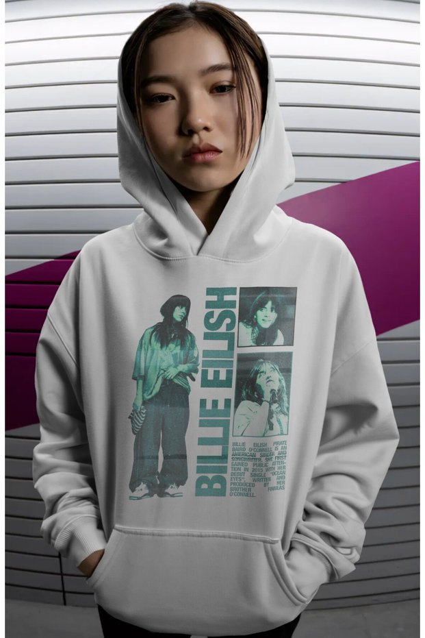 Billie Eilish Singer Back Printed Unisex Oversize Premium Hoodie