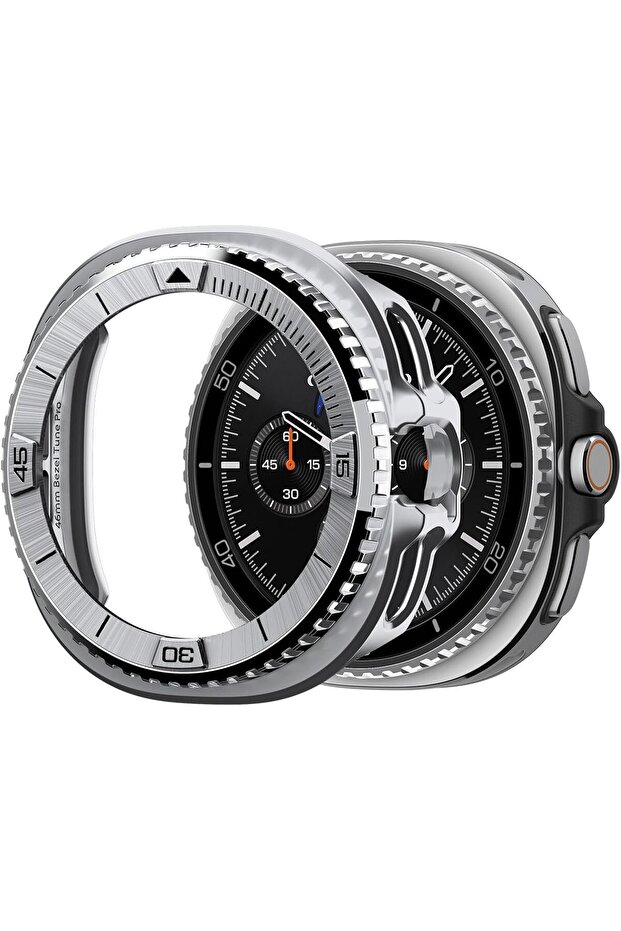 Bezel Tune Pro (Pilot) for Samsung Galaxy Watch 8 Classic 46mm Bezel Ring Protector with Case (2025) - Silver