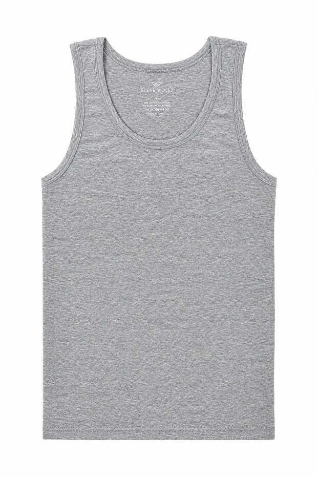 Men's Gray Large Size Single Strap Bamboo Undershirt -33410
