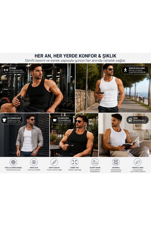 Men's Halter Neck Sports Lycra Ribbed Undershirt for Daily and Sports Use