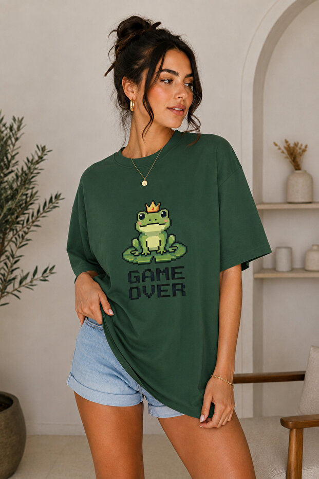 Premium Game over Printed Oversize Women's T-Shirt Cotton Oversize T-Shirt
