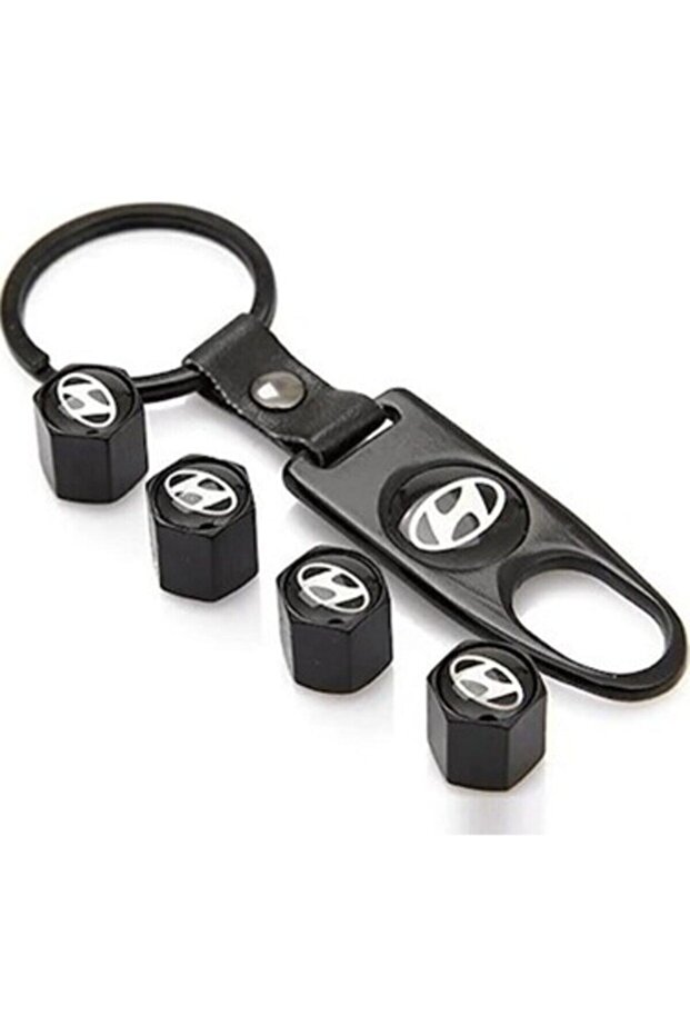 Metal 4-Piece Valve Cover with Hyundai Logo and 1 Keychain
