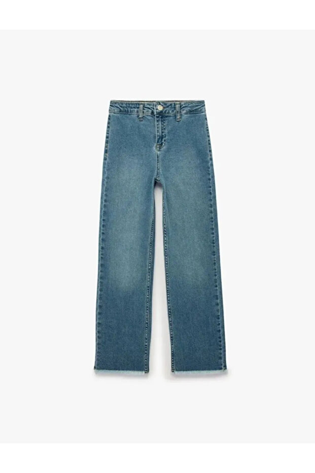 Cotton High Waist Pocket Denim Trousers
